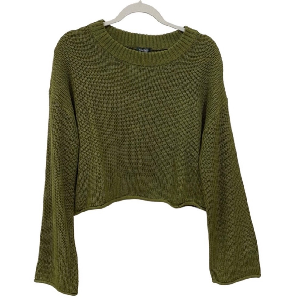 wild fable Olive Green Cropped Crewneck Sweater